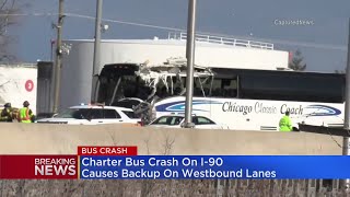 Charter bus crash on I-90 causes backup in westbound lanes