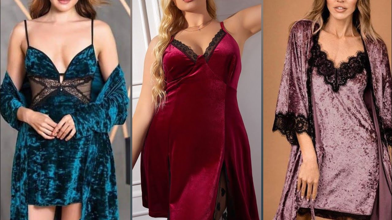 plus lacetrim comfortable stylish night Robe and night gown designing