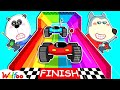 Which Car Will Win? - Wolfoo Plays With Hot Wheels Cars on a DIY Rainbow Race Track | Wolfoo Family