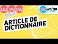 Comprendre un article de dictionnaire cm1  ce2  cm2  cycle 3  franais  lexique  vocabulaire