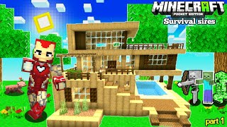 Minecraft Pe Survival Series Ep 1 in Hindi || made survival base and iron armour #minecraft