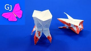 Оригами Зуб из бумаги на Хэллоуин / Origami tooth