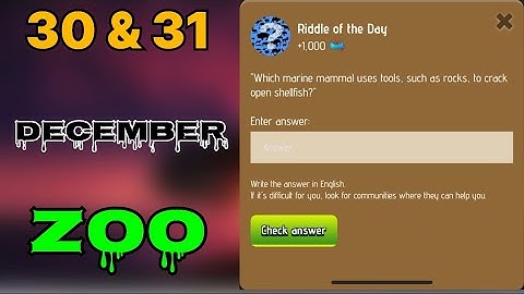 Zoo riddle of the day 30 & 31 December | Riddle of the day Zoo today | riddle of the day zoo | #zoo