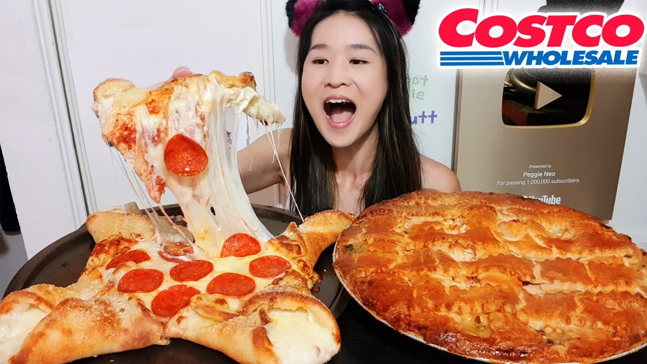 Costco GIANT Chicken Pot Pie & Little Caesars Crazy Calzony! Extra Cheesy Pepperoni Pizza - Mukbang