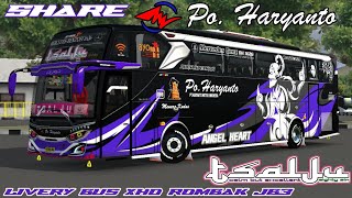 share Livery PO Haryanto tsalju 086 bus xhd rombak jb3 || bus simulator Indonesia V3.7.1 screenshot 4