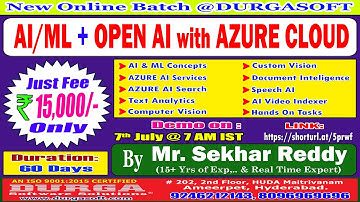 AI/ML + OPEN AI with AZURE CLOUD Online Training @ DURGASOFT