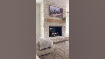 diy fireplace reveal #diylivingroom #fireplacemakeover #stonefireplace #fireplaceproject