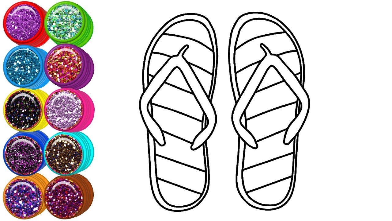 How to Draw Sandal  Glitter Coloring Book for Kids 