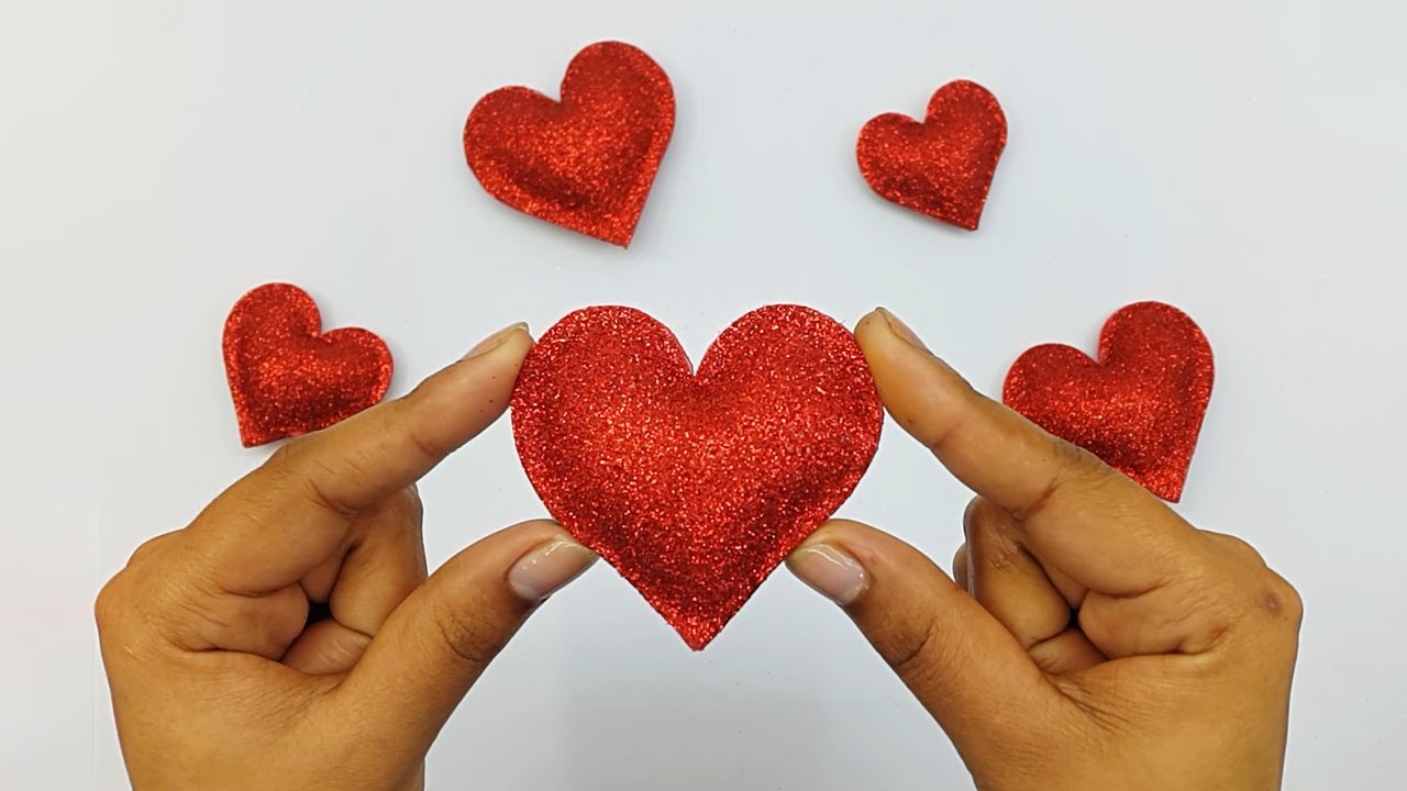 Heart Making With Glitter Foam For Valentine Decoration, Valentines Day  Gift