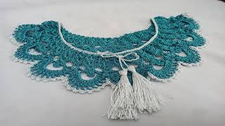 crochet collar/كروشيه_ طريقة عمل صدر فستان بسيط#