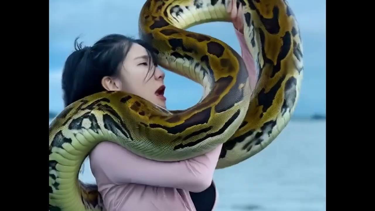 Python attack Girl ( wrapped and squeeze scene ) - YouTube