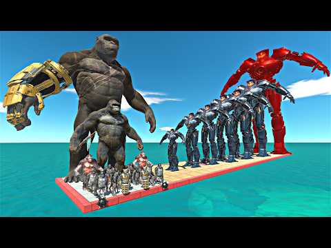 Mutant Primates & Kong vs 7 Levels of Gipsy Danger - Animal Revolt Battle Simulator