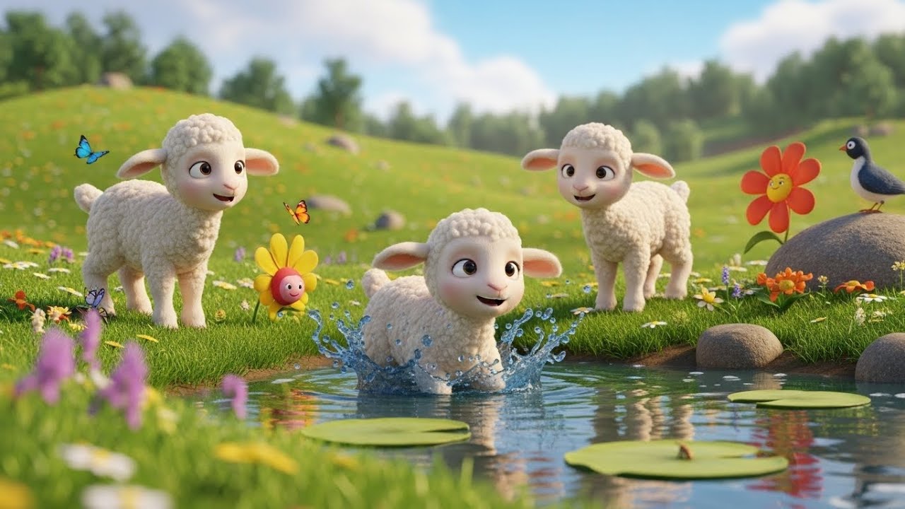 Lambs at Play | Cute Farm Animal Song for Kids | Nursery Rhymes & Songs for Children