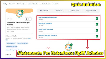 Statements for Salesforce Spiff Admins | Salesforce Trailhead | Quiz Solution