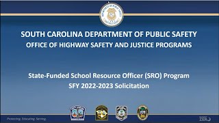 School Resource Officer (SRO) Program Grant Application Webinar