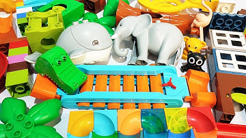 Satisfying Building Blocks ASMR Marble Run coaster ☆ Bridge, Whale jaw and animals course
