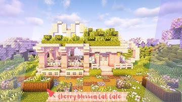 Minecraft | How to Build a Cherry Blossom Cat Café ฅ^•ﻌ•^ฅ