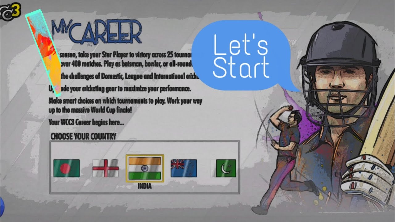 WCC3 Career Mode Gameplay Walkthrough Part 1 - Character Building & First Game