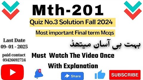 MTH201 - Multivariable Calculus (Quiz 3) 💯 percent verified Answers