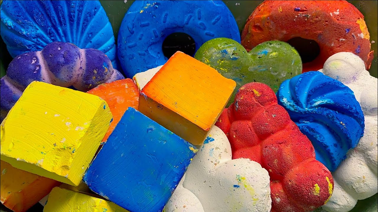 Dyed & Remolded Chalk | Unpolished Chalk at the End | Crunchy ASMR | Stress Relief