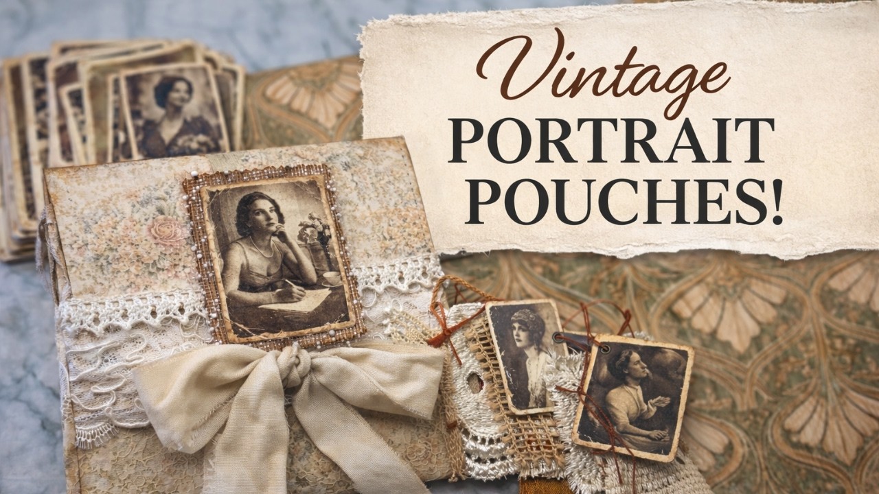 Romantic Vintage Portrait Pouches with Mini Journal & Dangles