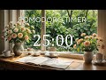 25/5 Pomodoro Timer 💐 Calming Piano + Frequency for Relaxing, Studying and Working 💐