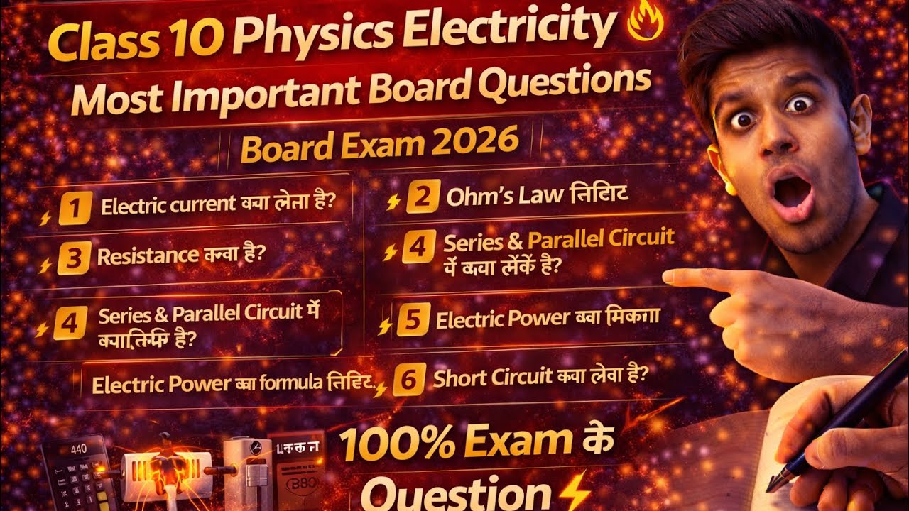 Class 10 Physics Electricity Most Important Questions 🔥 | Board Exam ...