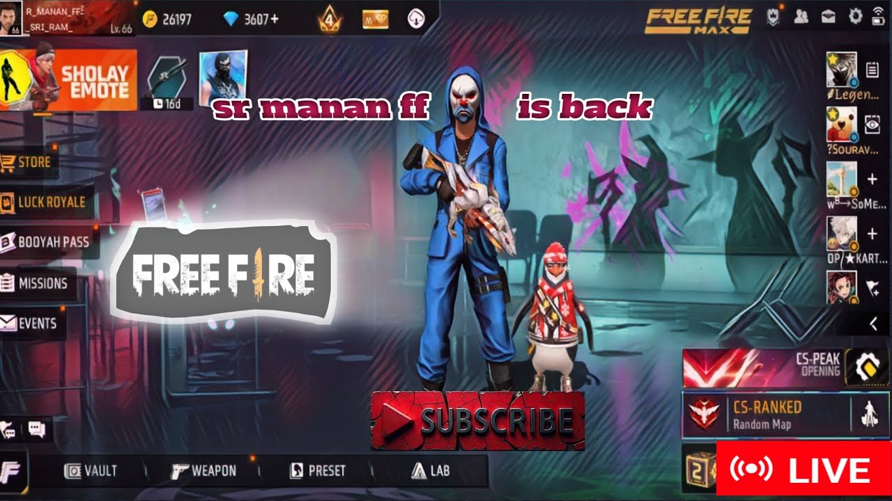 SR MANAN FF is live! cs-ranked match😲😲 - YouTube