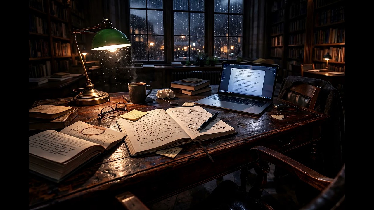 POV: Someone Was Studying Here Before You | Rainy Library Desk | 1 Hour Silent Study Ambience