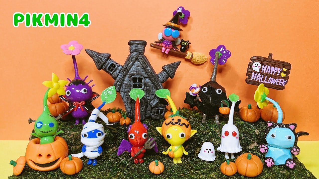 ピクミン4 テラリウム ハロウィンコレクション 作ってみた。  pikmin 100均　粘土 工作
