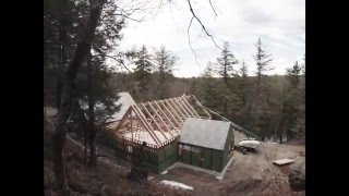 Time lapse of a timber frame roof being set