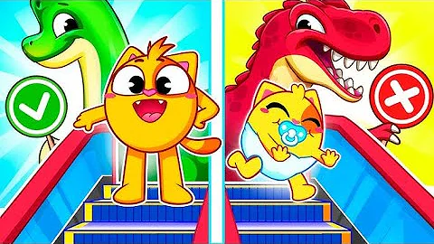 Kitty Loves Safety Rules In The Elevator With Dinosaurs Song | Funny Baby Songs & Nursery Rhymes