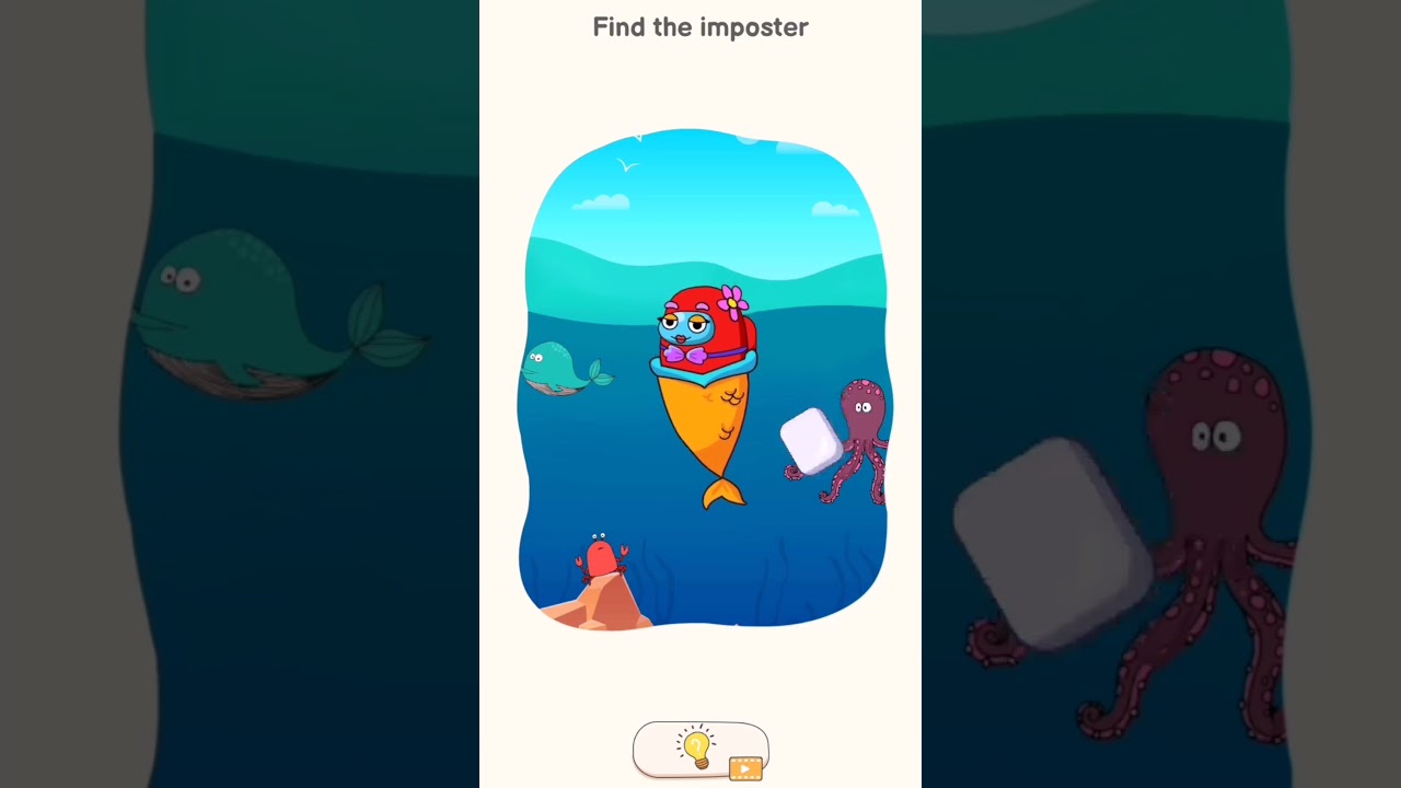 Delete Puzzle: Erase One Part 🔥Find the imposter 🐙🐠🐟🐬🐳🐋