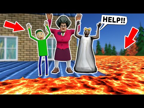 Granny vs *floor is lava* vs Scary Teacher 3D vs Baldi - funny horror animation (p.156)