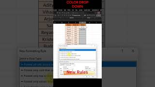 Color Drop Down List in Excel 🎨 | Data Validation Tips |Excel Tricks#excelshorts #excel #exceltricks