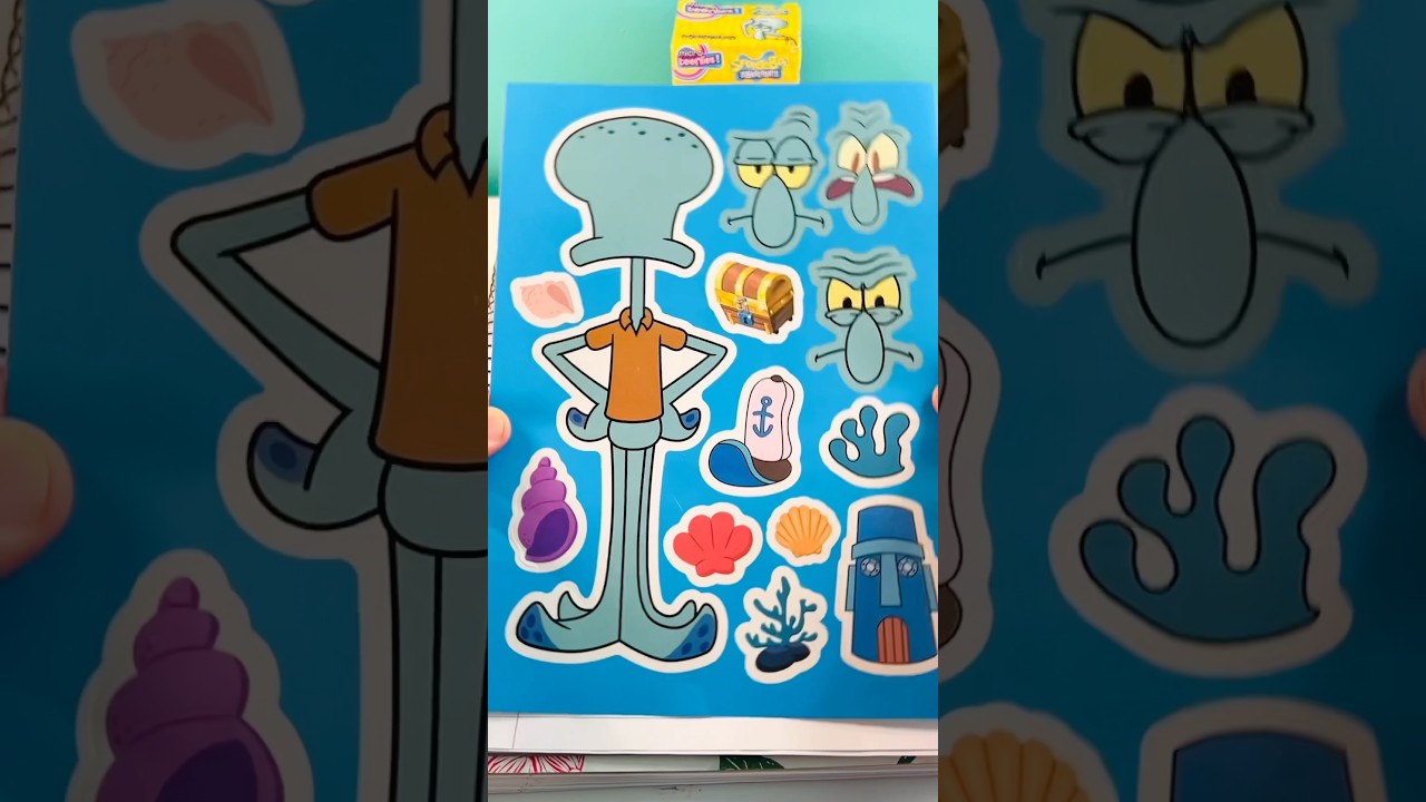 SpongeBob SquarePants DIY Make a Face Stickers Activity with Squidward 🐙