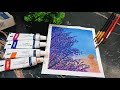 Scenery painting on canva paper ll scenery ll easy tutorial for beginners 🌅🏞️