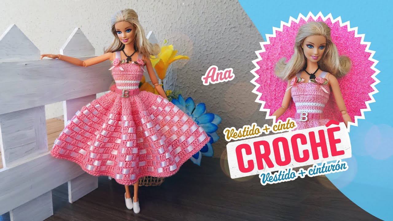 Crochê Barbie - Vestido Retrô de Crochê Para Barbie Por Pecunia