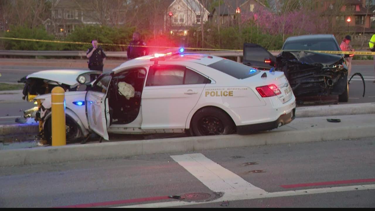 IMPD officer injured in crash during pursuit - YouTube