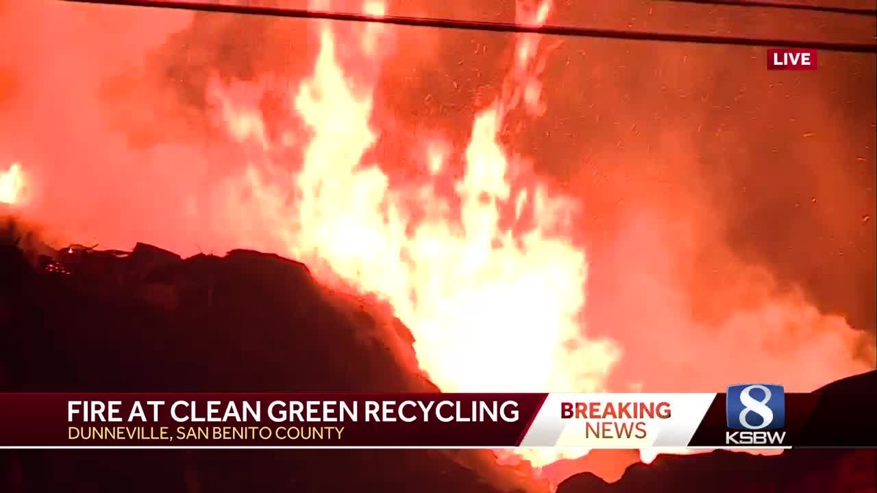 Fire breaks out at recycling center north of Hollister - YouTube