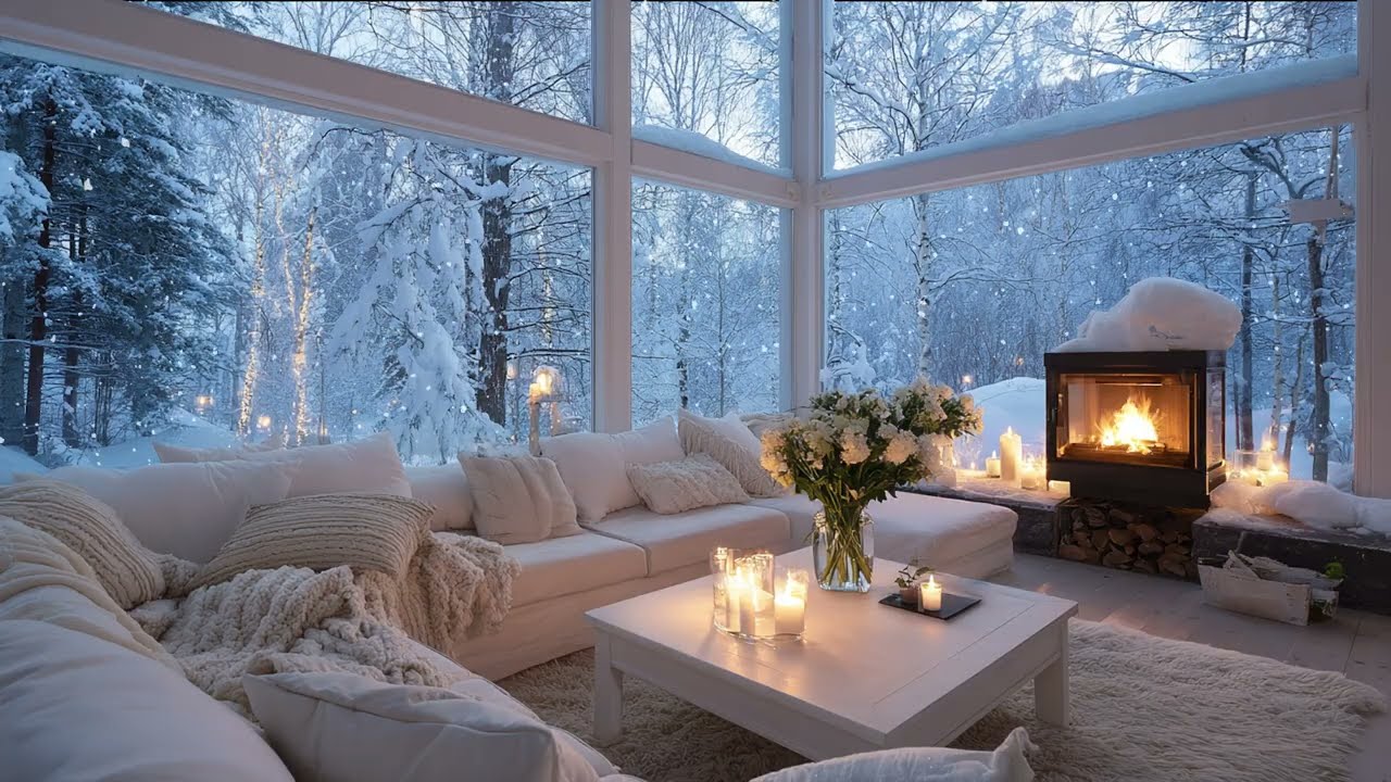 🎹 Snowfall Fireplace Piano Ambience ❄️ | 3 Hours Warm & Peaceful Music