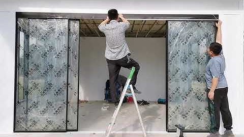 How to install maglev automatic sliding door opener with slim framed glass doors?