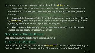 How to Fix mkdir Errors Due to Non-Existent File Paths in Python
