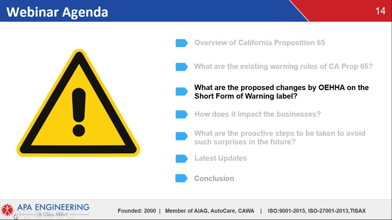[Expert Webinar] California Prop65 Proposed New Amendment and Business Impact