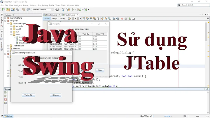 Java Swing 008: Tạo bảng và chèn dữ liệu vào bảng