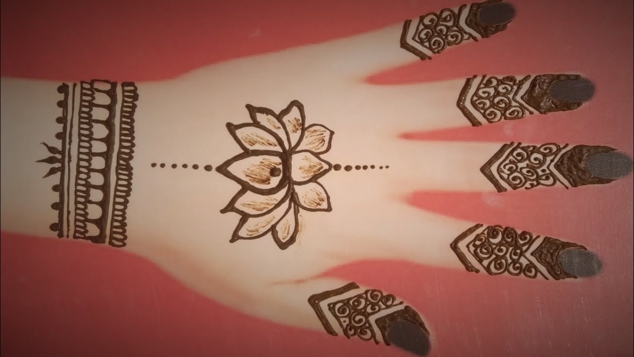 Beautiful Back Hand Mehndi Design/, Latest Mehndi Design/Simple Lotus Mehndi Design 🌷💗🌷💗🌷💗
