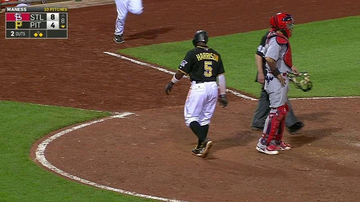 STL@PIT: Harrison crosses the dish on double play