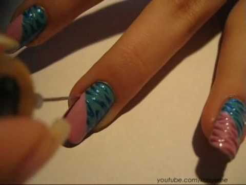 Pink and Blue Zebra nails