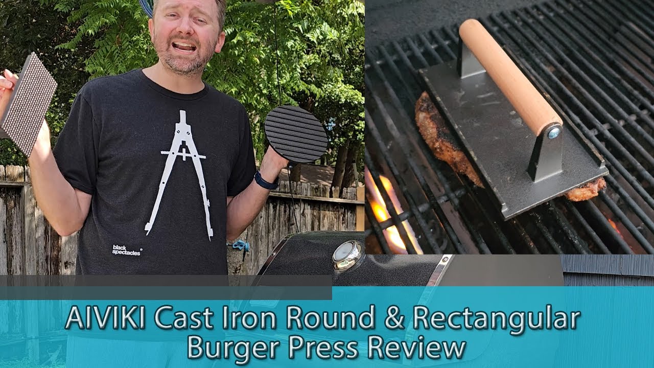 AIVIKI Cast Iron Round and Rectangular Burger Press Review