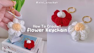 How To Crochet Puff Flower Keychain